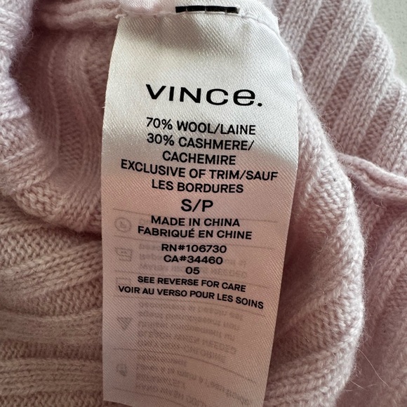 Vince Pink Wool Cashmere Sweater Tie Back Dolman Sleeve Ribbed Knit - Picture 5 of 5